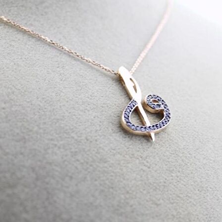Altın Safir Elif Vav Kolye